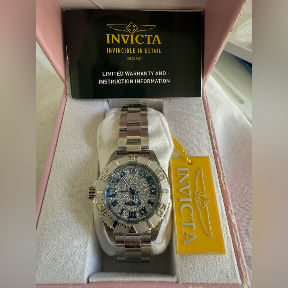 Invicta 33360 Stainless Steel Glitter Dial Watch – New in Box